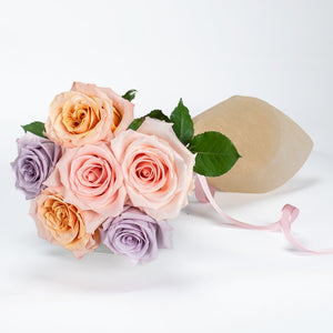6 Mixed Roses Hand Tied Bouquet 