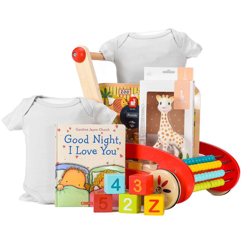 Neutral Baby Walker With Animal Puzzle, Number And Letter Blocks And Teether