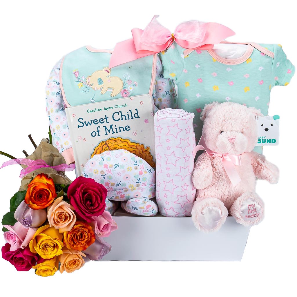 Welcome Baby Girl With Roses Delivery Toronto