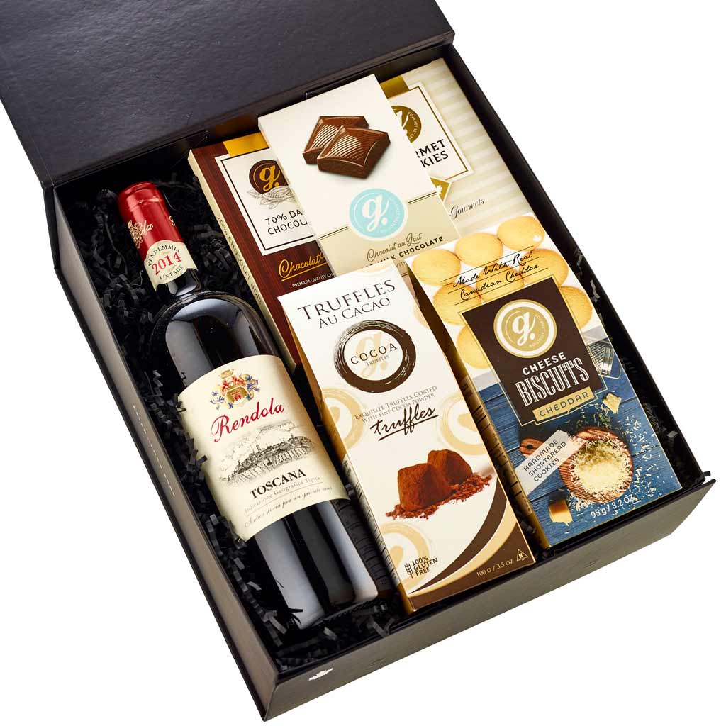 Italian Wine Gift Box. Wine and Sweets gift