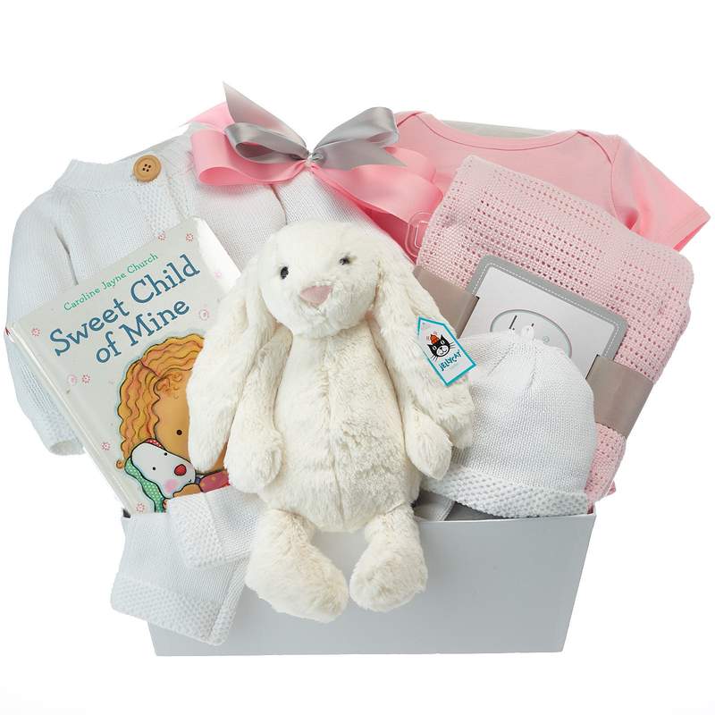 Baby Girl Little Bunny Premium Basket